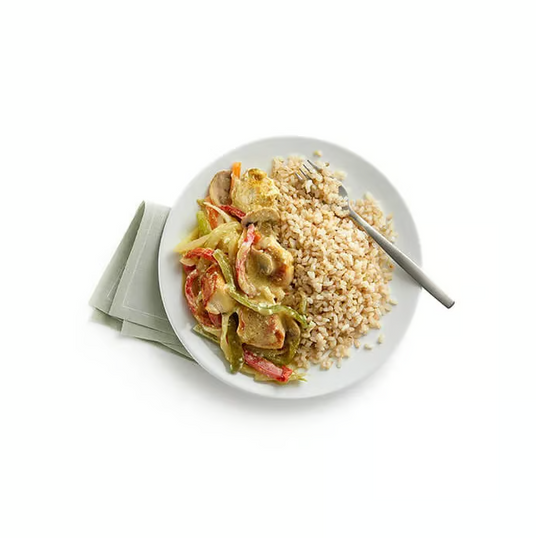 Microwave Curried Brown Rice with Vegetables and Chicken