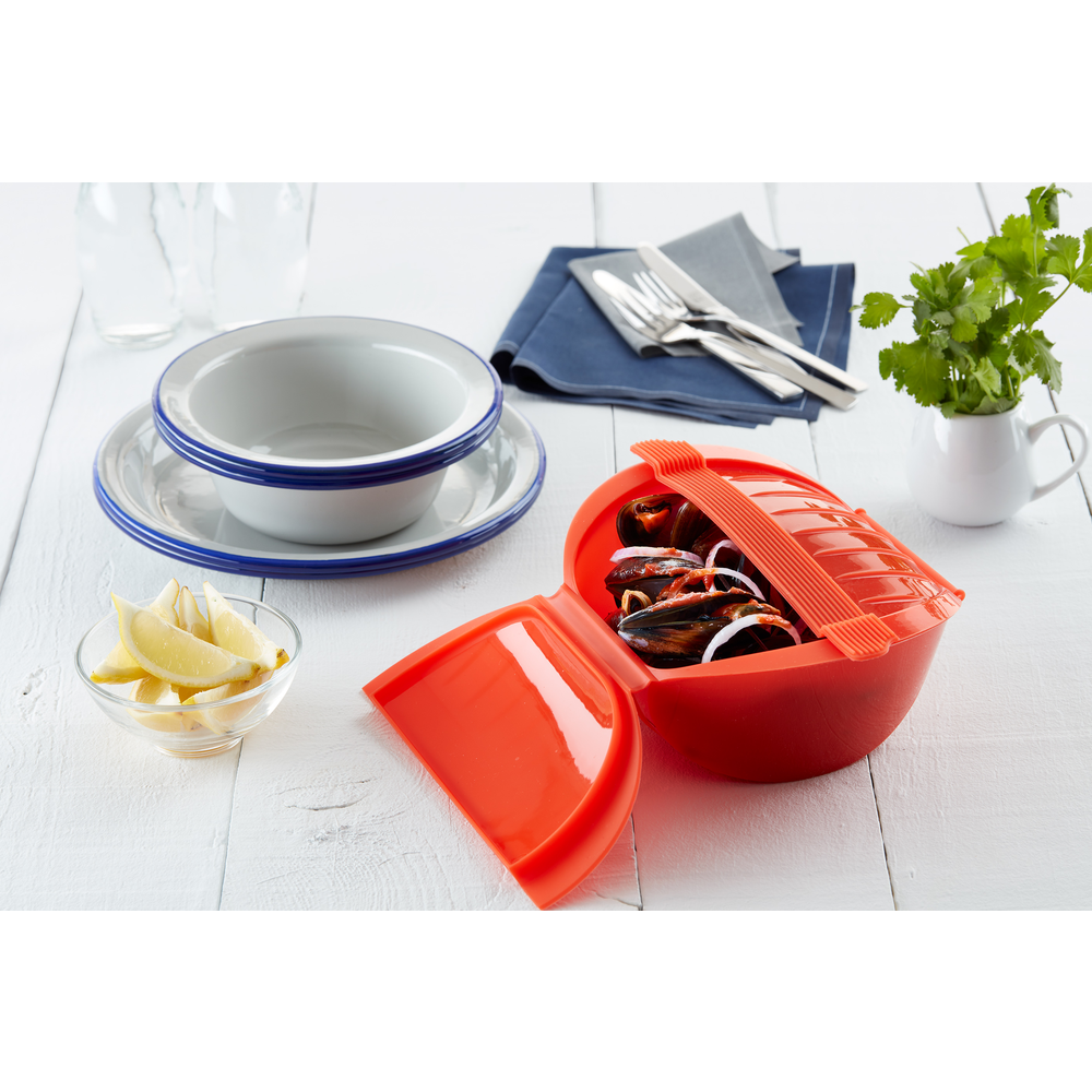 Deep Microwave Steam Cooker, 3-4 p, Red