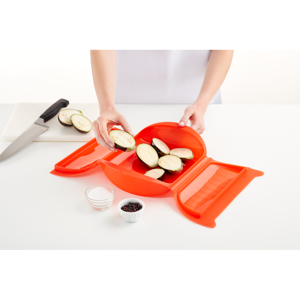 Microwave Steam Cooker with Tray, 3-4 p, Red