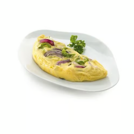 Green Pepper, Onion and Garlic Microwave Omelette