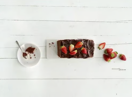 Chocolate Plum Cake with Strawberries