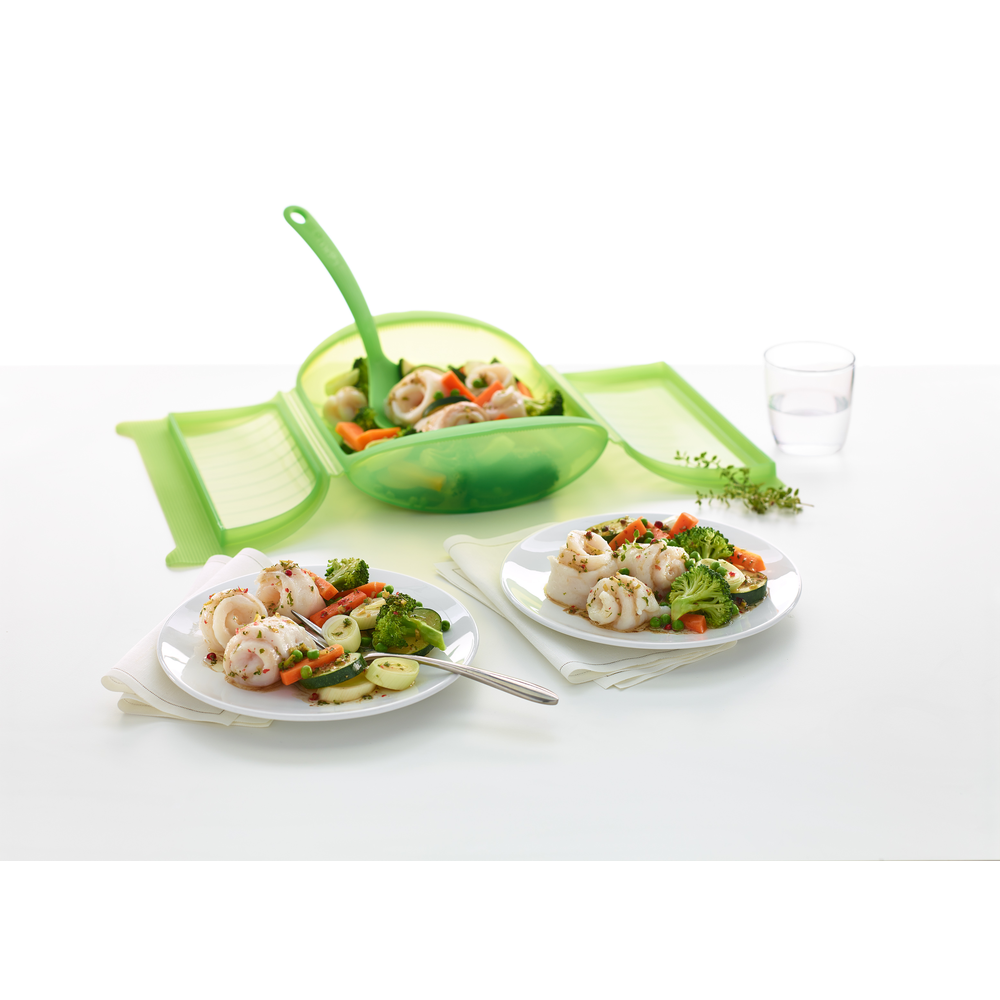 Microwave Steam Cooker with Tray, 3-4 p, Green