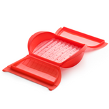Microwave Steam Cooker with Tray, 3-4 p, Red