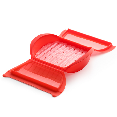 Microwave Steam Cooker with Tray, 3-4 p, Red