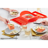 Microwave Steam Cooker with Tray, 3-4 p, Red